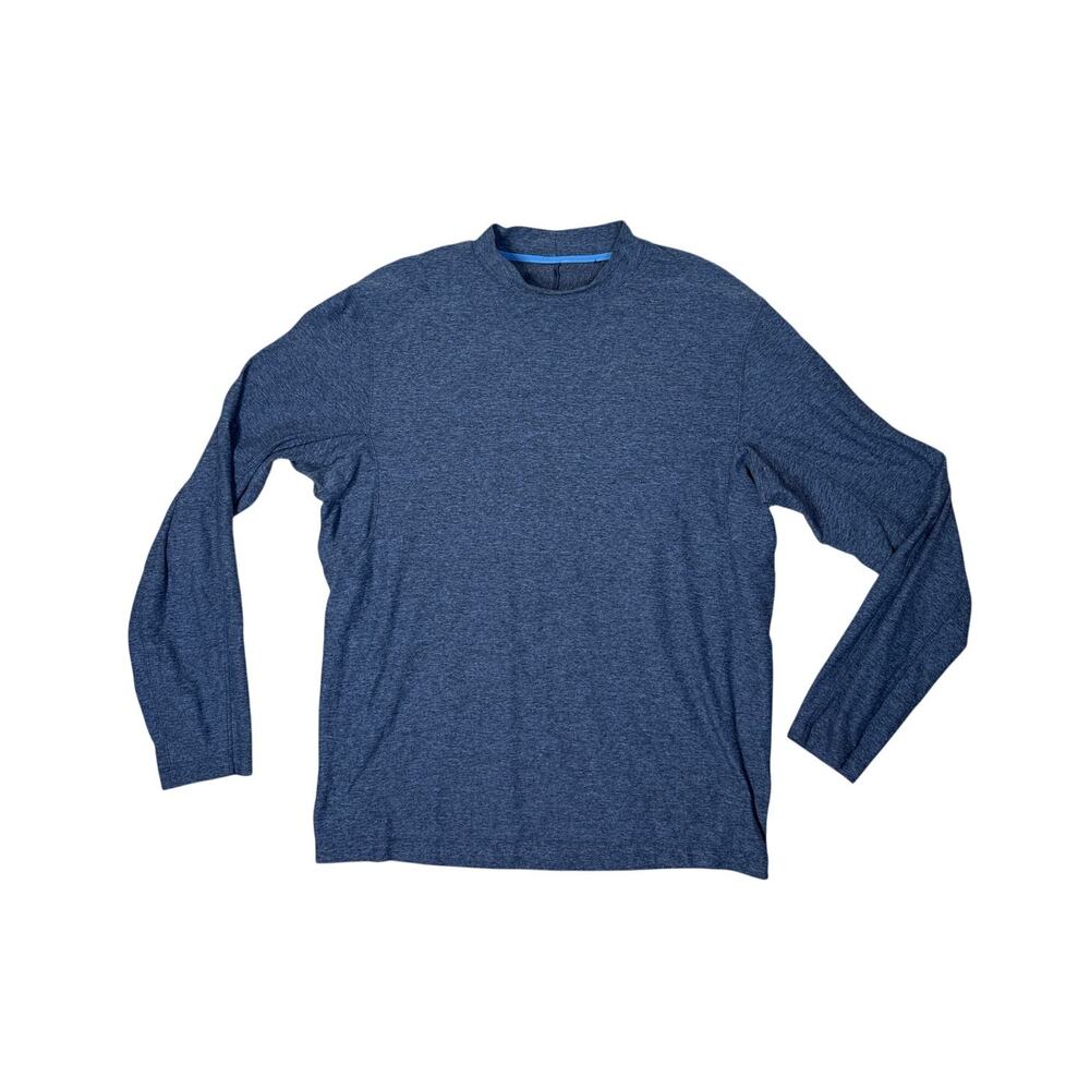 Lululemon Mens Rulu Mock Neck Long Sleeve Shirt Top Heather Blue Large